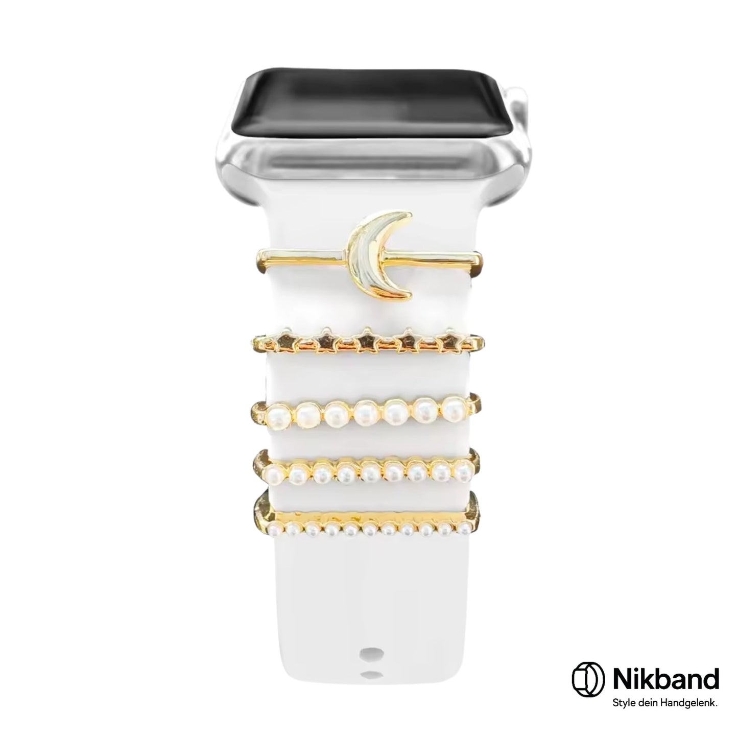 Nikband Charm-Dekoration für Apple Watch – „Crescent Moon" in Gold