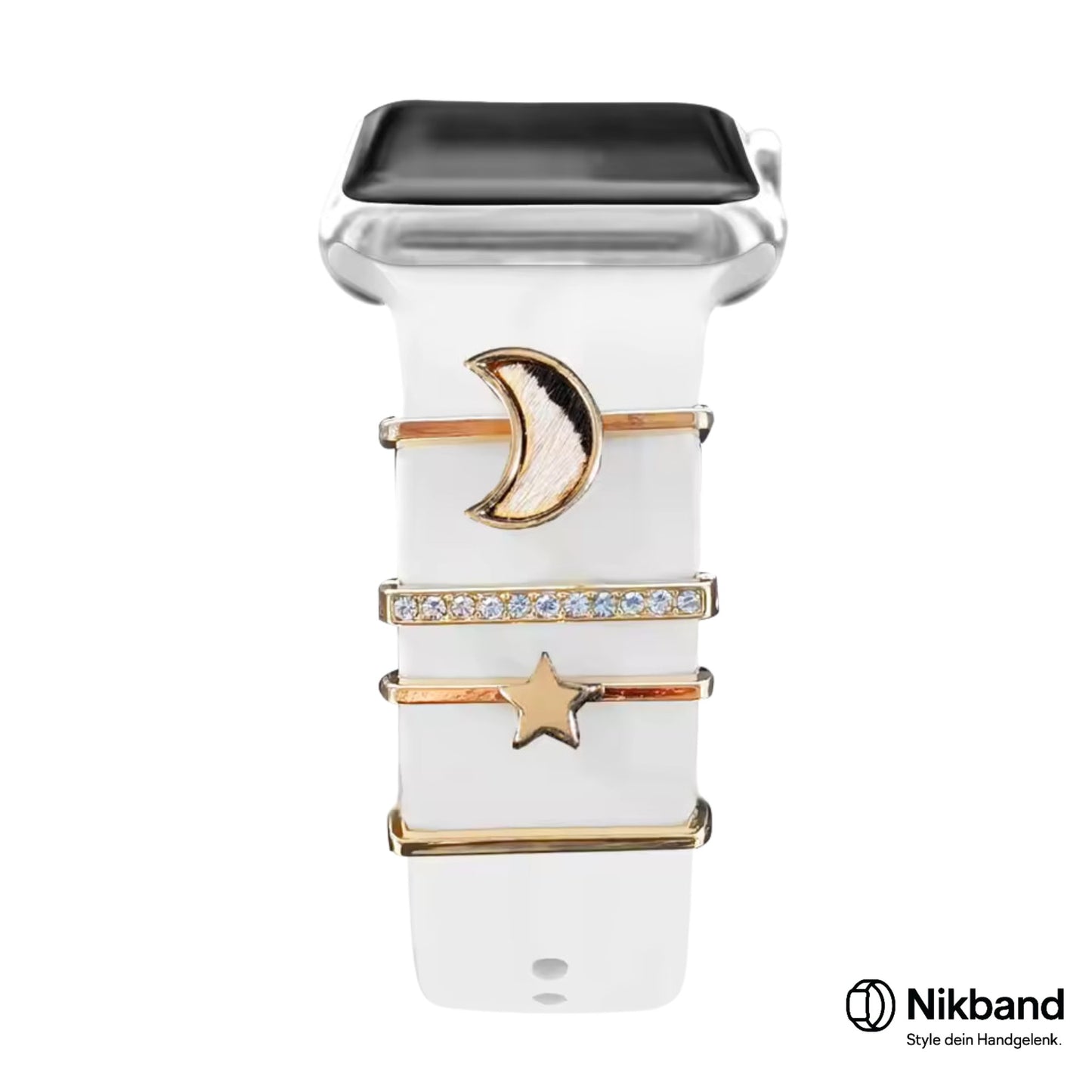 Nikband Charm-Dekoration für Apple Watch – „Shadow Moon“ in Gold