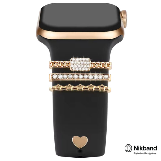 Nikband Charm-Dekoration für Apple Watch – „Diamond Bar“ in Gold