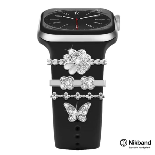 Nikband Charm-Dekoration für Apple Watch – „Diamond Flower“ in Silber