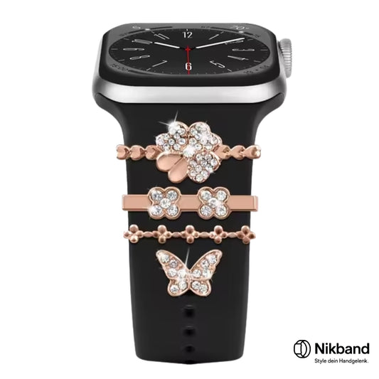 Nikband Charm-Dekoration für Apple Watch – „Diamond Flower“ in Roségold