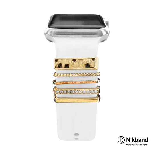 Nikband Charm-Dekoration für Apple Watch – „Diamond Leopard“ in Gold