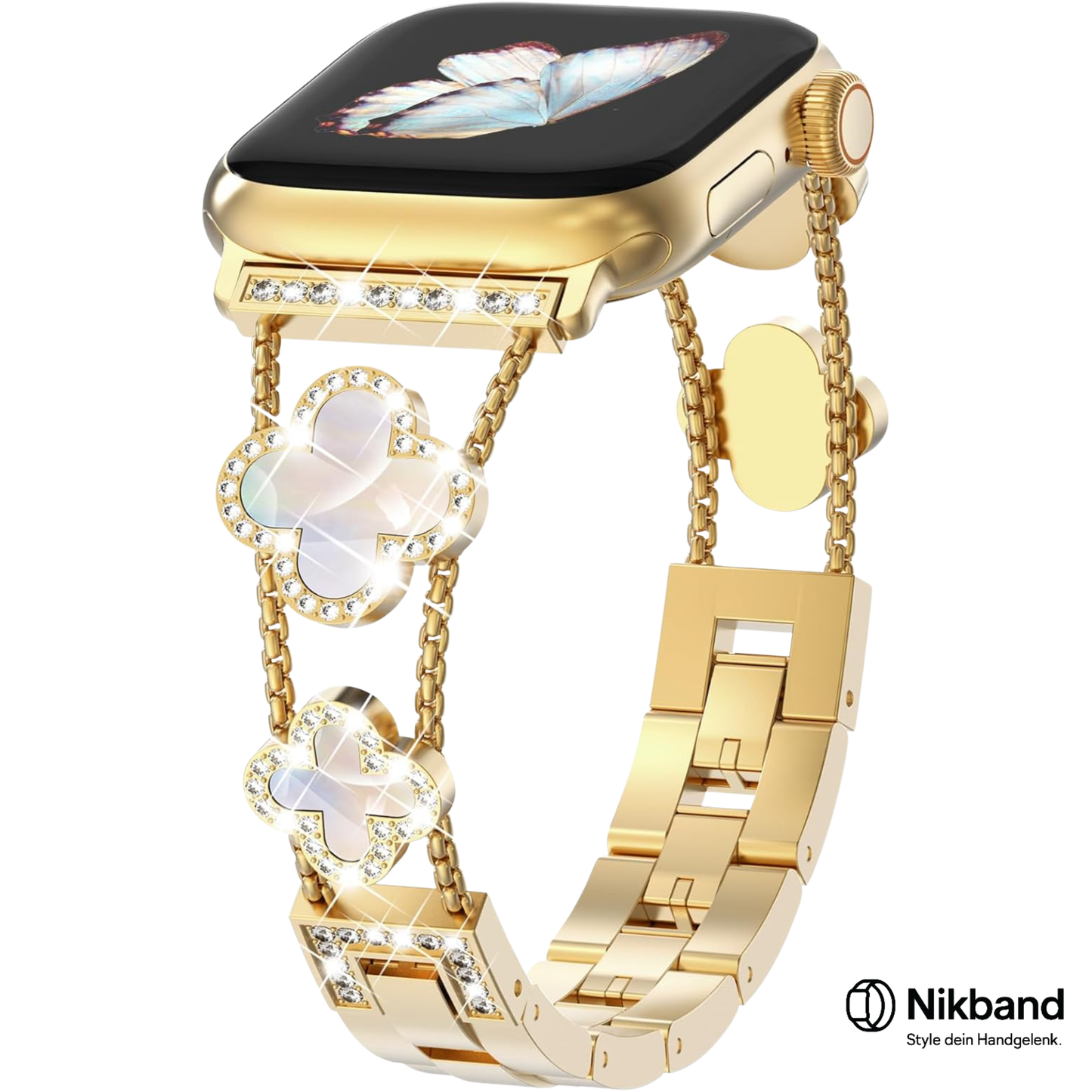 Nikband™ Luxury Clover Steel – Edelstahl Armband im Designer-Schmuck-Stil für Apple Watch
