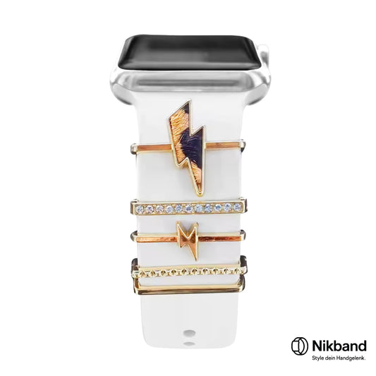 Nikband Charm-Dekoration für Apple Watch – „Leopard Lightning“ in Gold