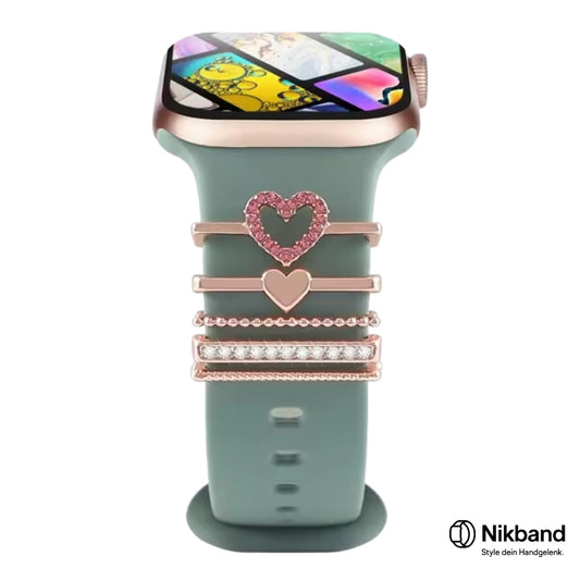 Nikband Charm-Dekoration für Apple Watch – „Pink Heart“ in Roségold